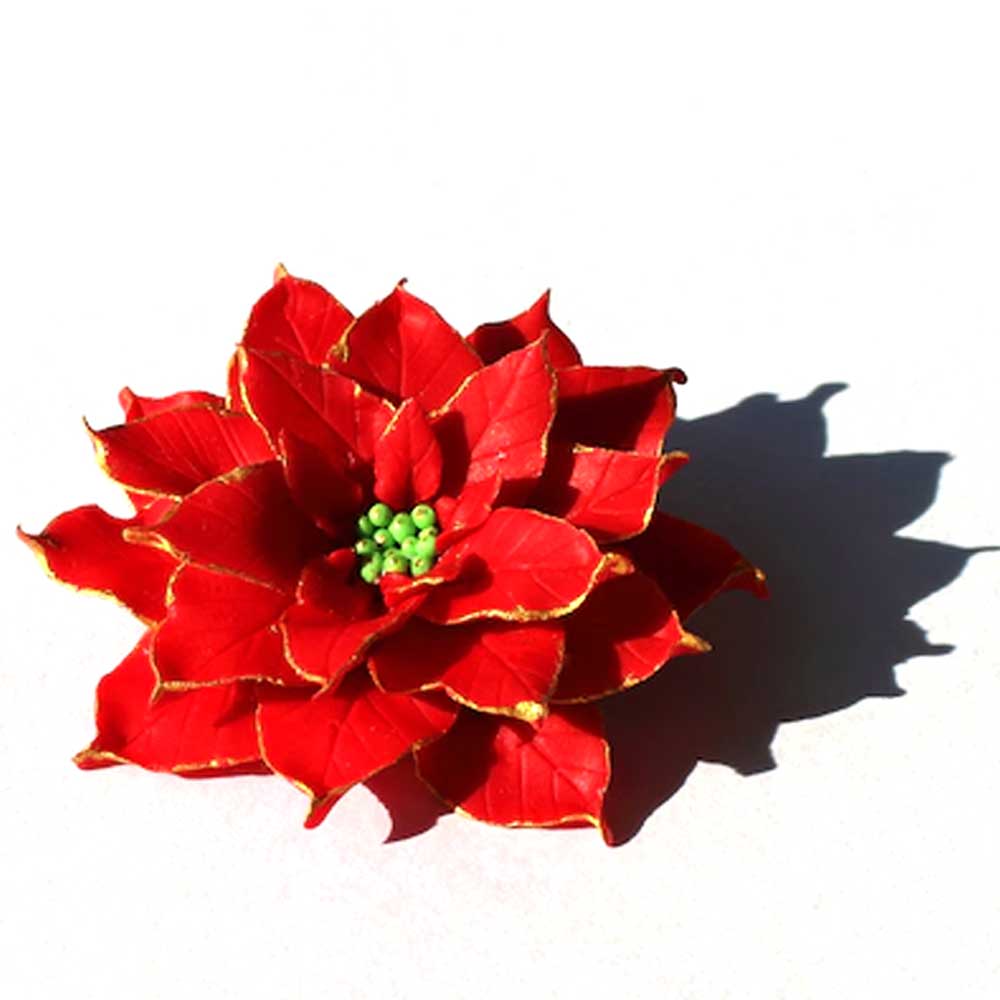 Winter Fire: Poinsettia Pin Polymer Clay.