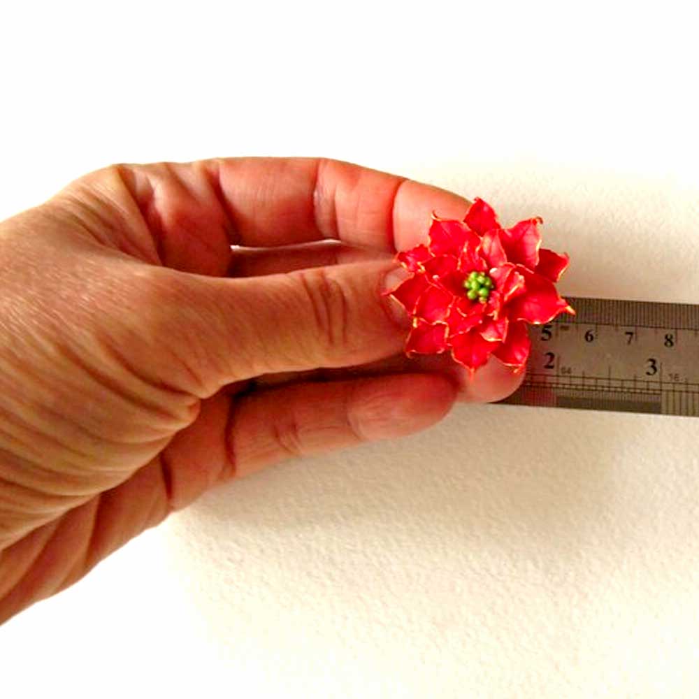 Winter Fire: Poinsettia Pin Polymer Clay.