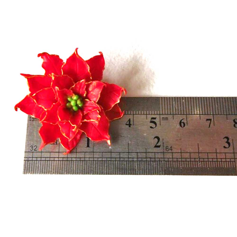 Winter Fire: Poinsettia Pin Polymer Clay.