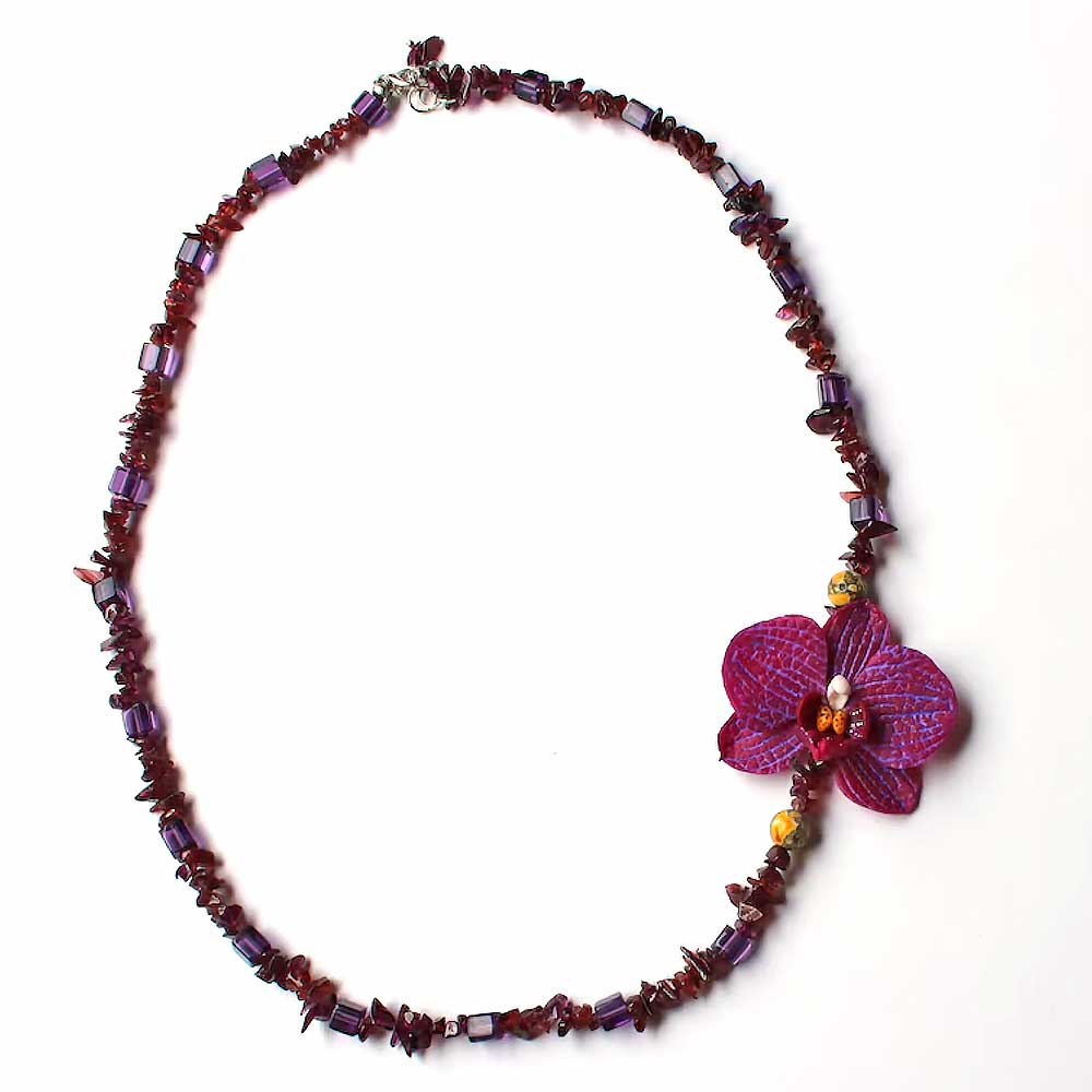 Dream Flower: Orchid Necklace Polymer Clay.