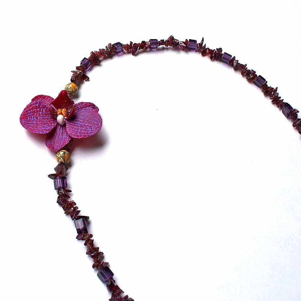 Dream Flower: Orchid Necklace Polymer Clay.