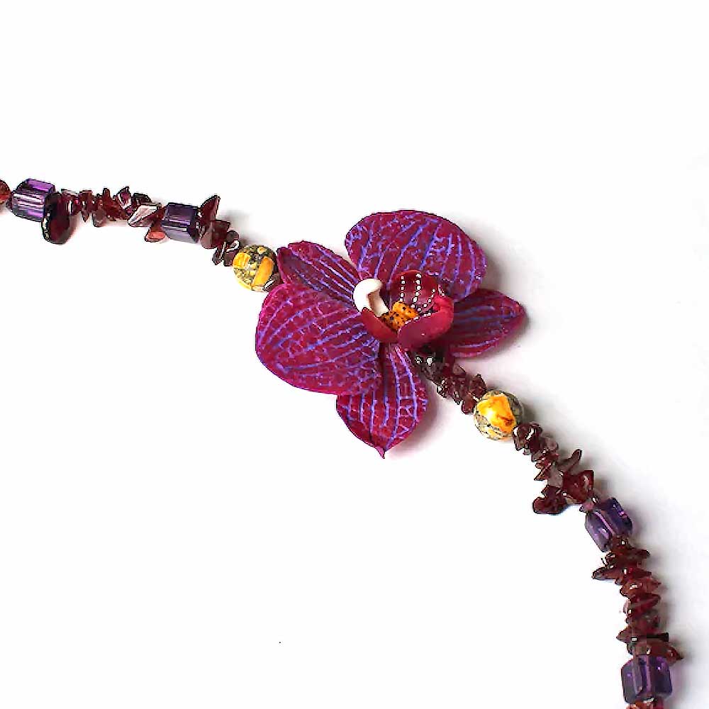 Dream Flower: Orchid Necklace Polymer Clay.