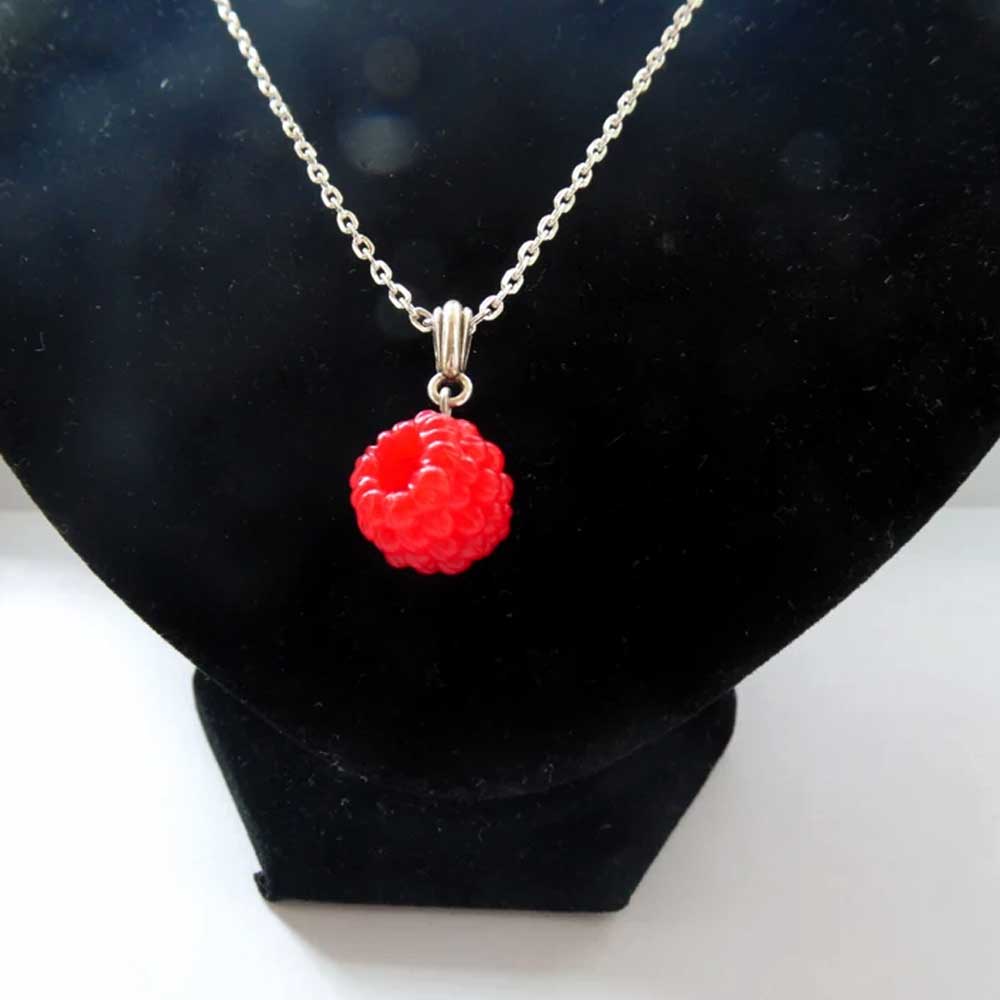 Yummy Berry: Raspberry Pendant Polymer Clay.