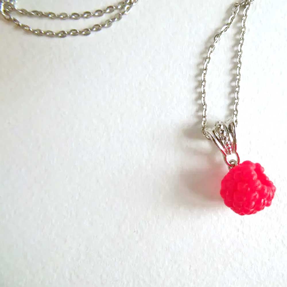 Yummy Berry: Raspberry Pendant Polymer Clay.