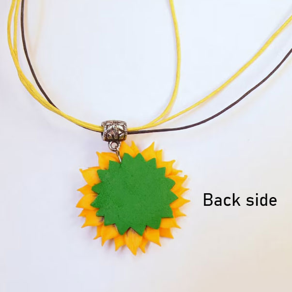 Handcrafted Sunflower Pendant Necklace Polymer Clay