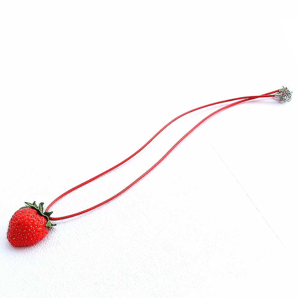 Berry Glamour: Strawberry Necklace Polymer Clay.