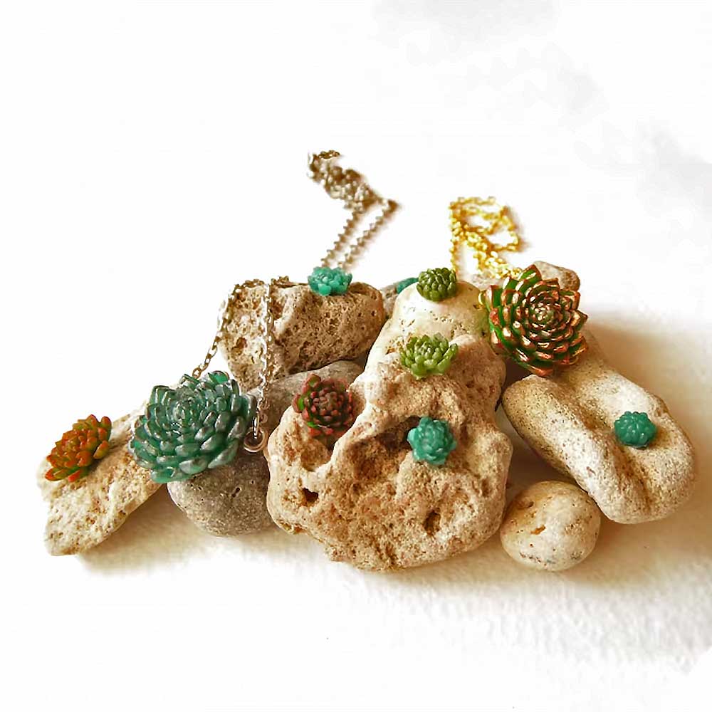 Live Rocks: Succulent Choker Polymer Clay.