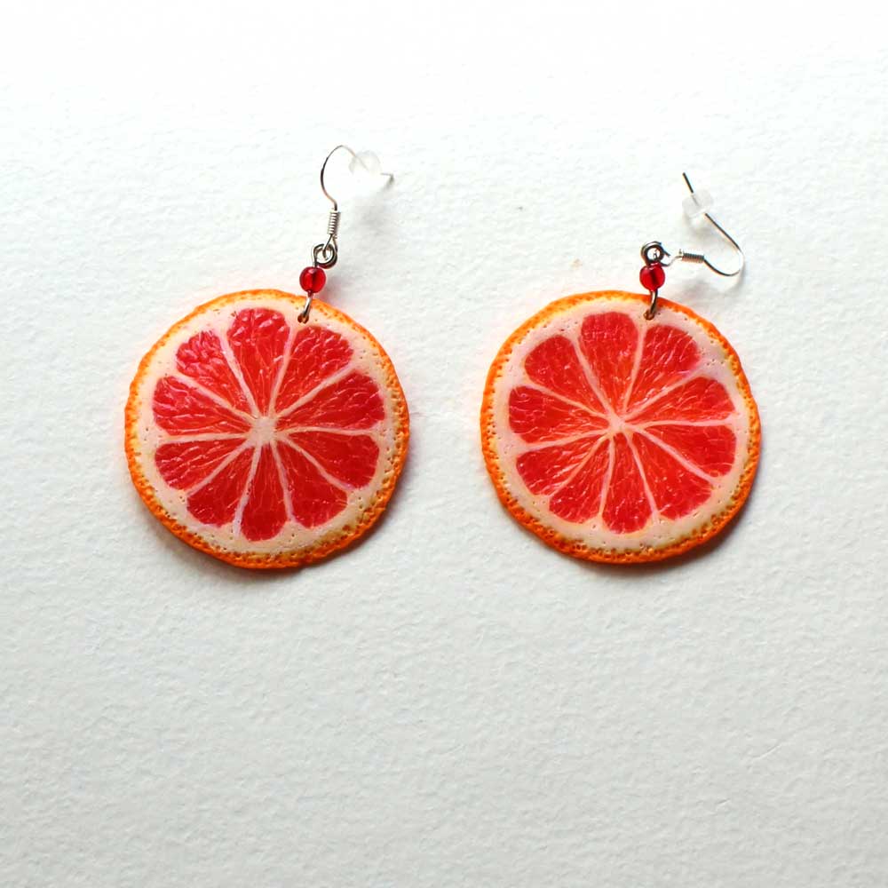 Playful & Juicy: Grapefruit Earrings Polymer Clay.