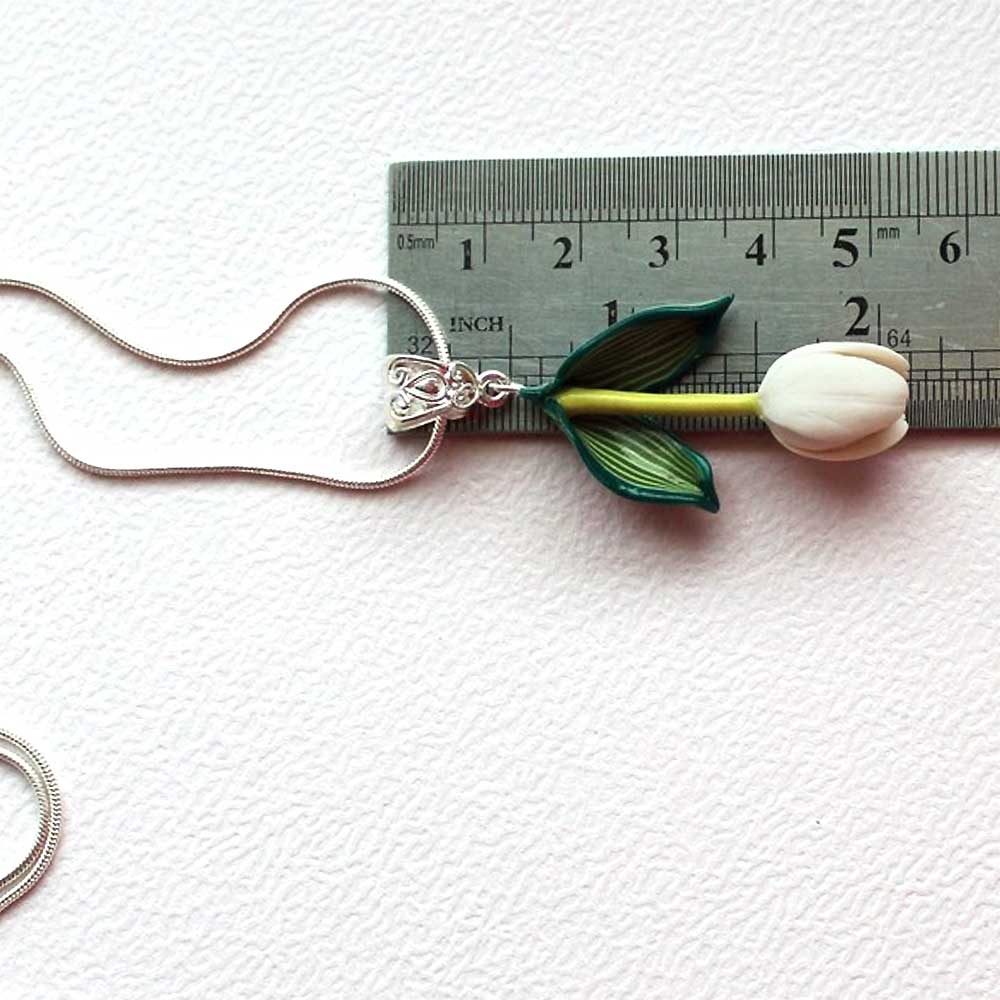 White Grace: Tulip Pendant Polymer Clay.