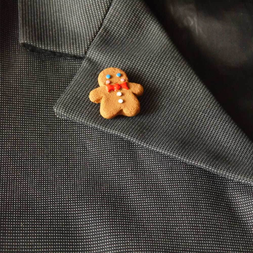 Festive Friend: Gingerbread Man Pin Polymer Clay.