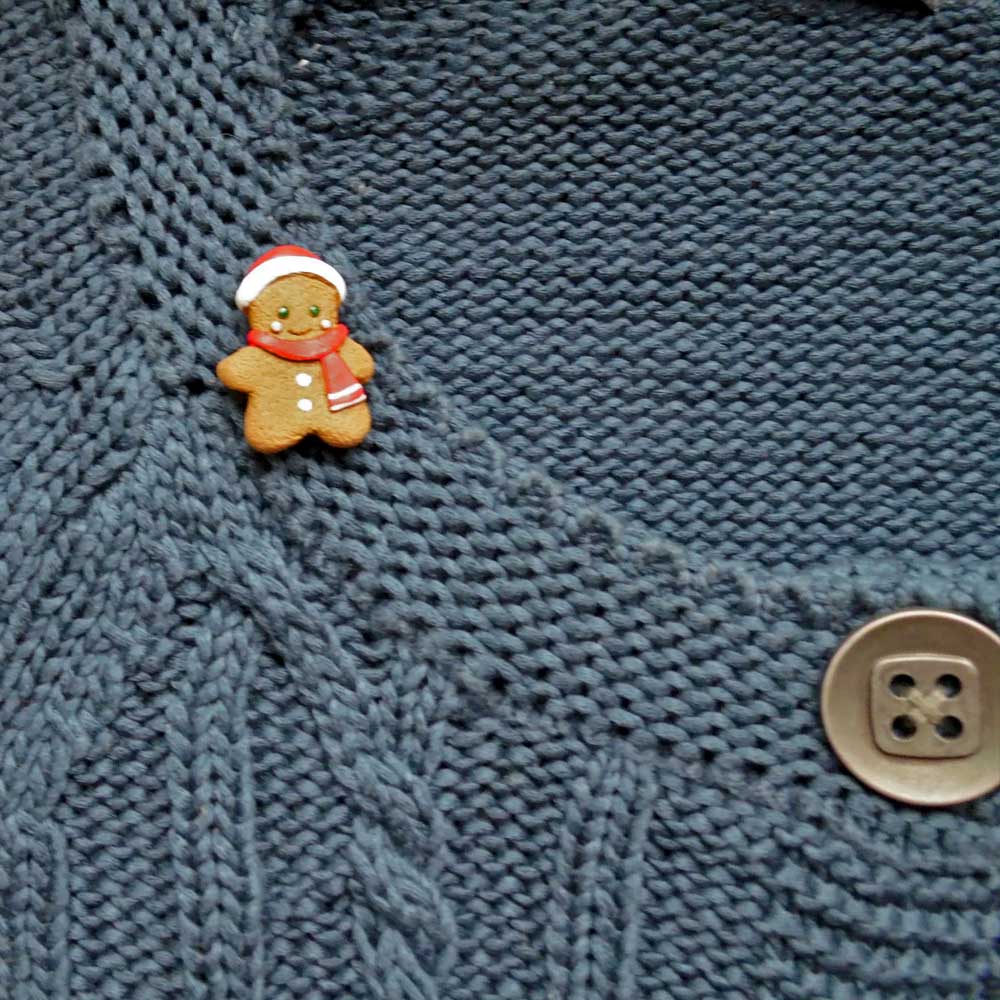 Festive Friend: Gingerbread Man Pin Polymer Clay.