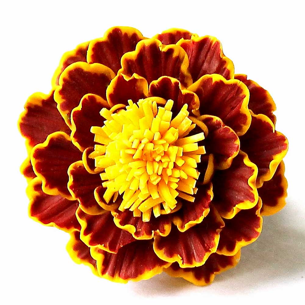 Autumnal Amulet: Marigold Brooch Polymer Clay