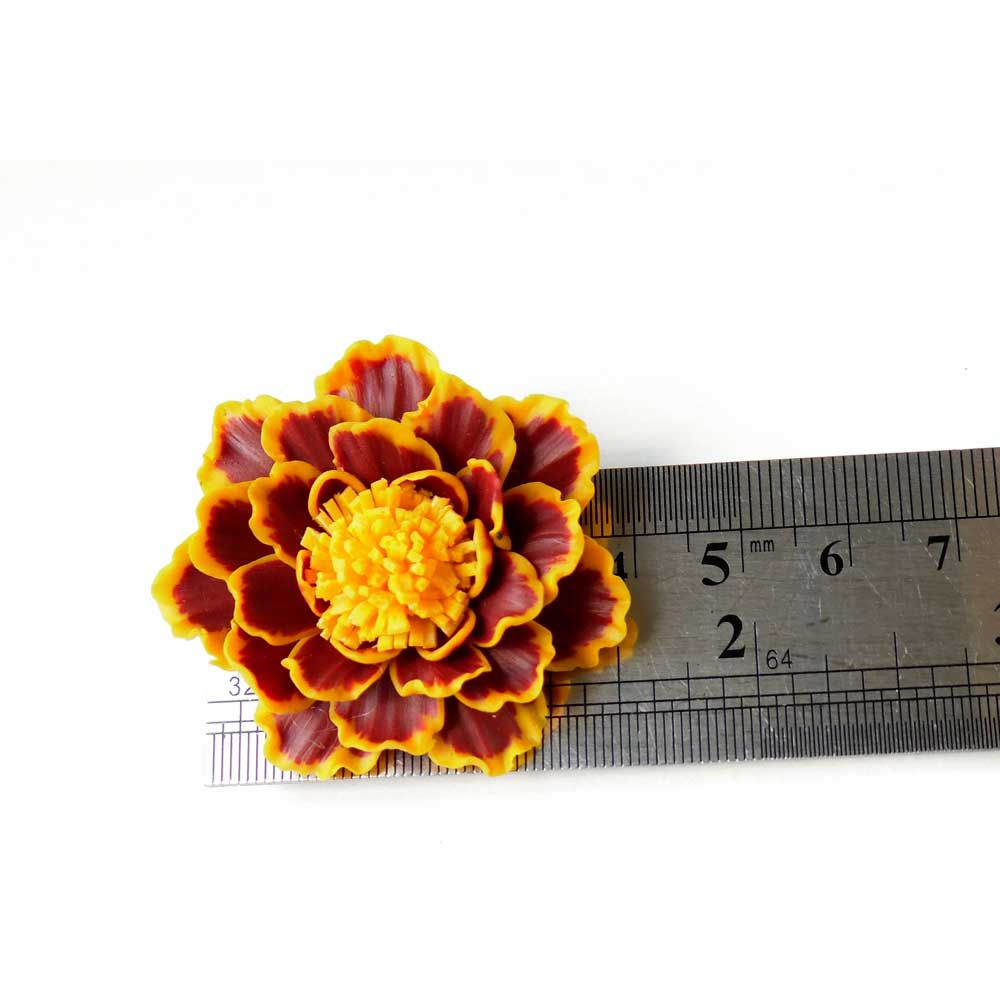 Autumnal Amulet: Marigold Brooch Polymer Clay