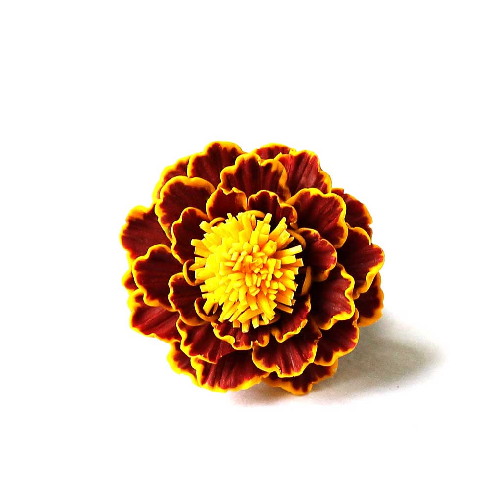 Autumnal Amulet: Marigold Brooch Polymer Clay