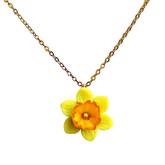 Spring Glow: Daffodil Necklace Polymer Clay.