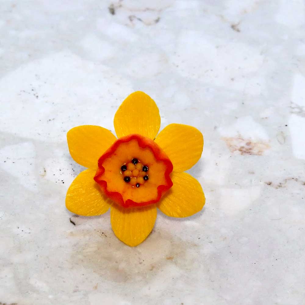 Golden Dawn: Daffodil Pin Polymer Clay.