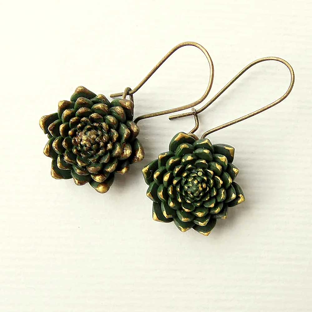 Eternal Beauty: Succulents Earrings Polymer Clay.