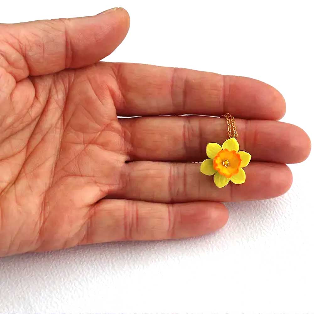 Spring Glow: Daffodil Necklace Polymer Clay.