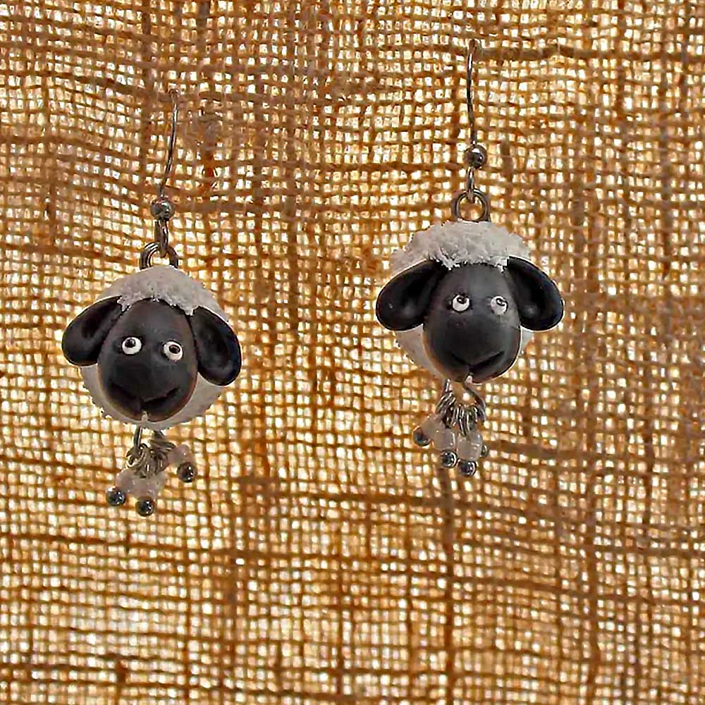 Curly Fashionistas: Sheep Earrings Polymer Clay.