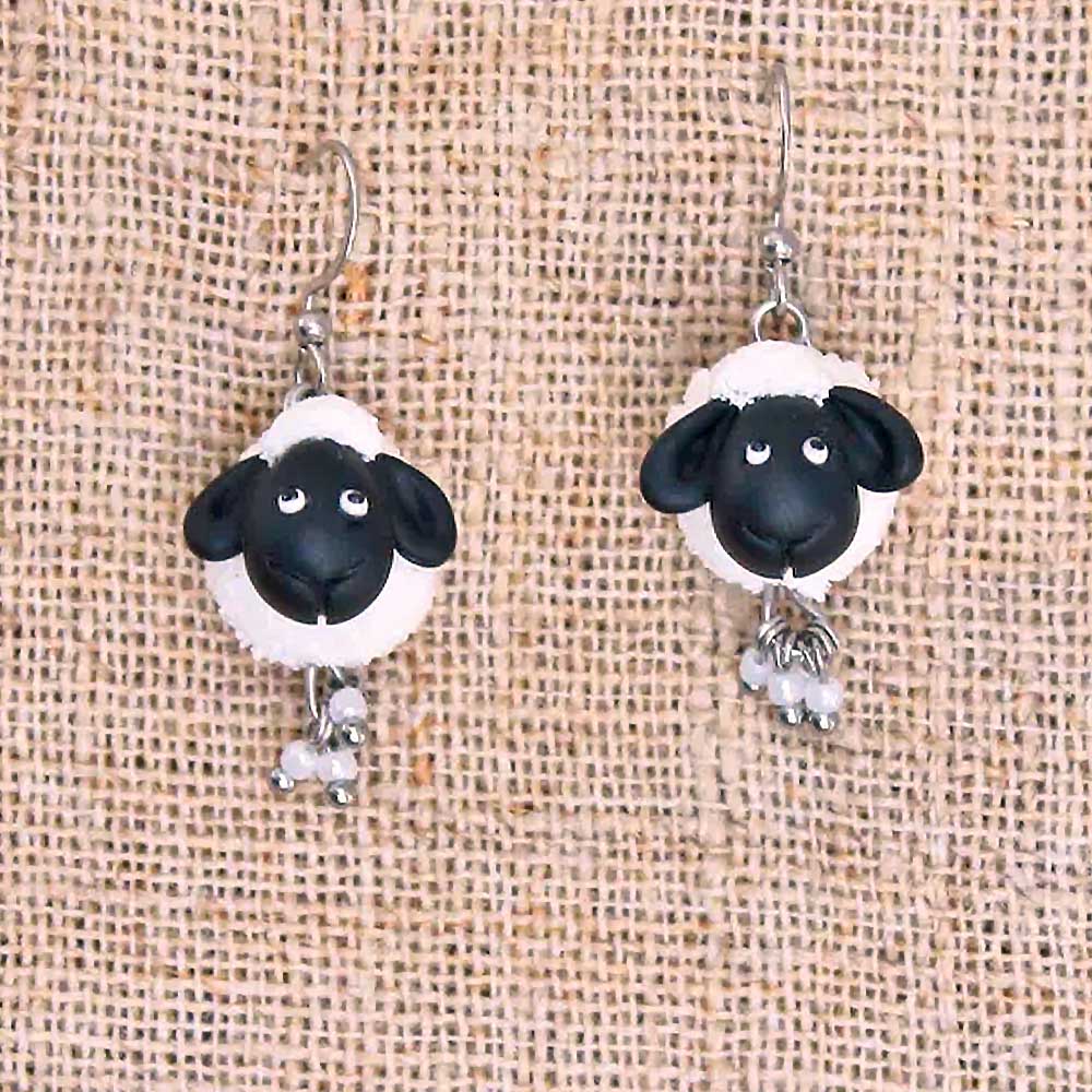 Curly Fashionistas: Sheep Earrings Polymer Clay.