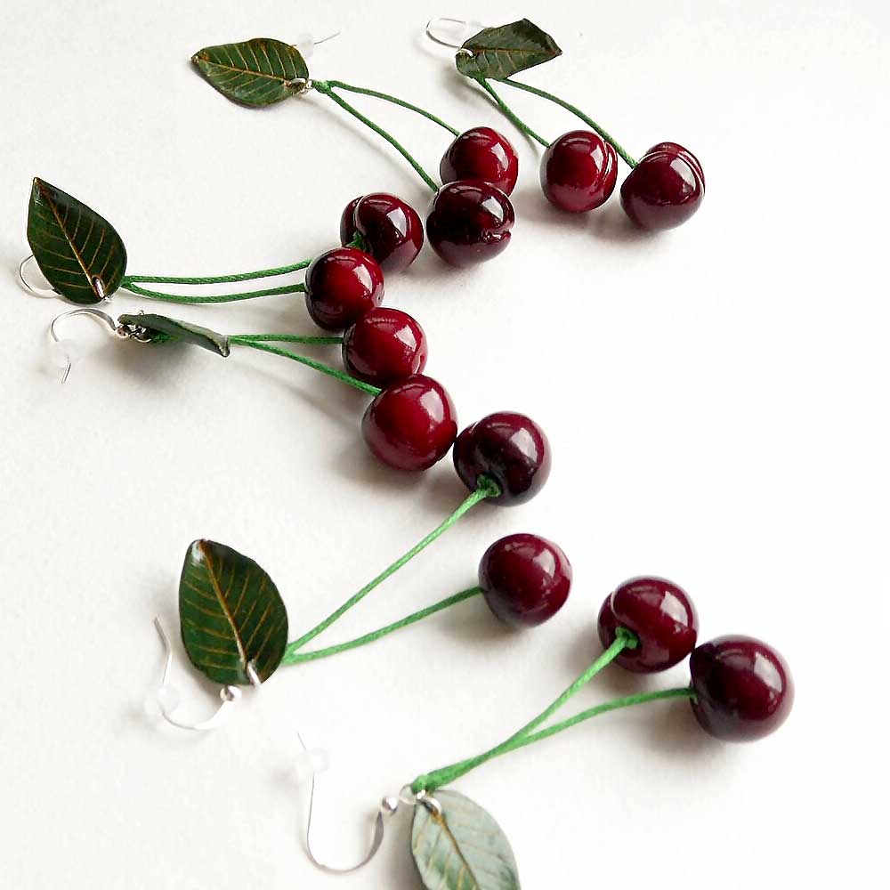 Passion Berries: Cherry Earrings Polymer Clay.