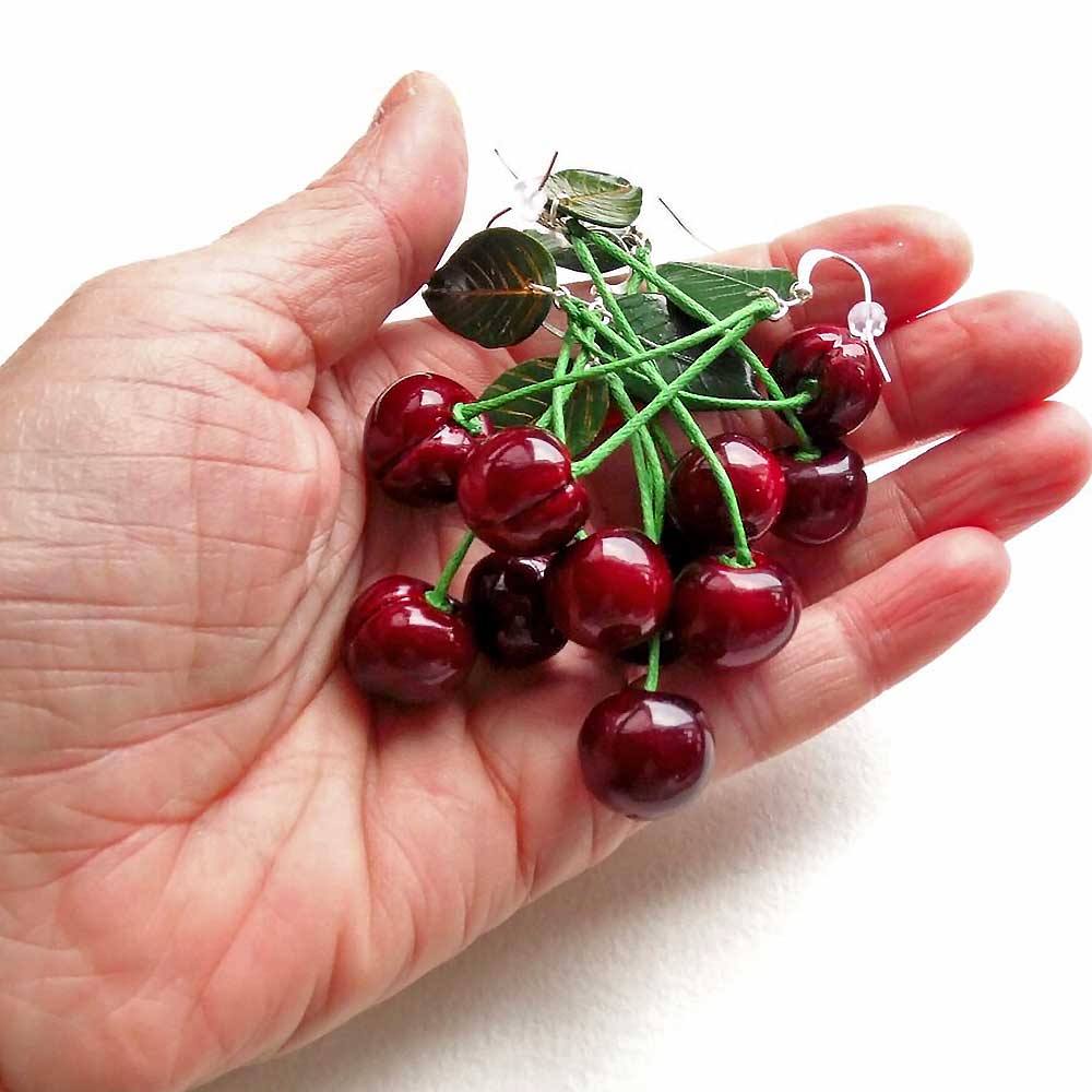 Passion Berries: Cherry Earrings Polymer Clay.