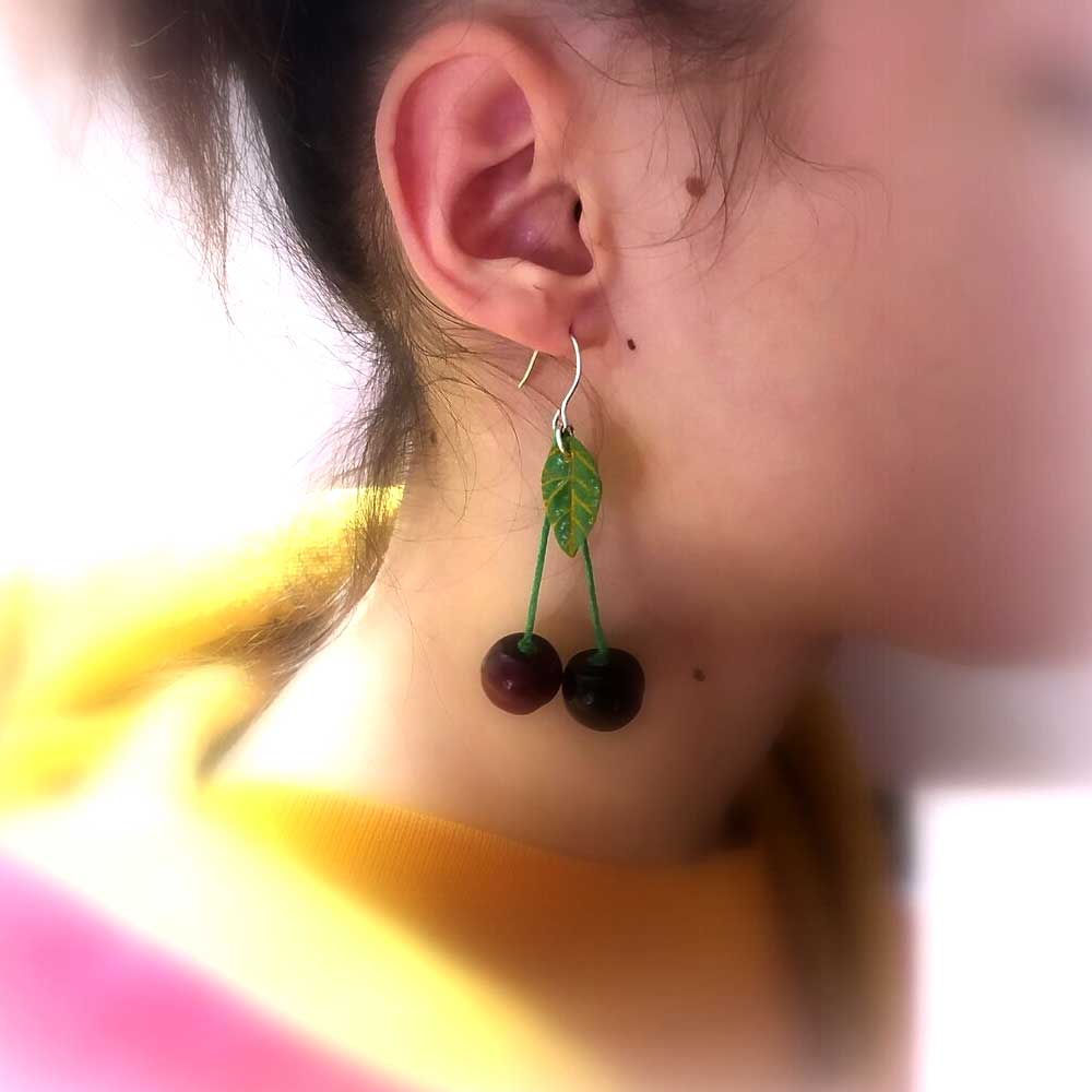 Passion Berries: Cherry Earrings Polymer Clay.