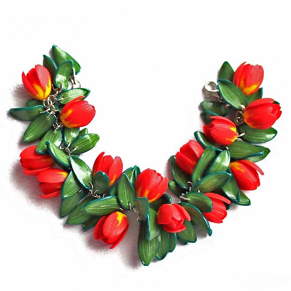 Hot Passion: Tulip Bracelet Polymer Clay.