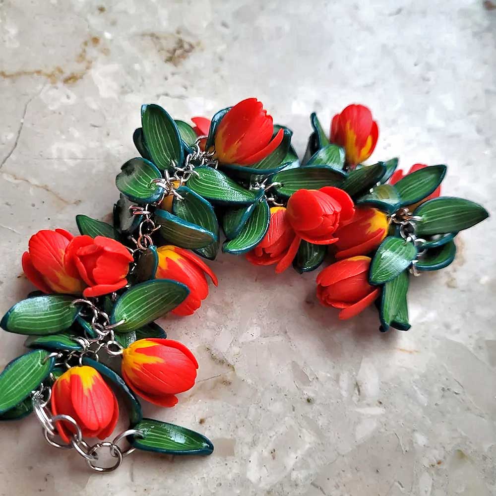 Hot Passion: Tulip Bracelet Polymer Clay.