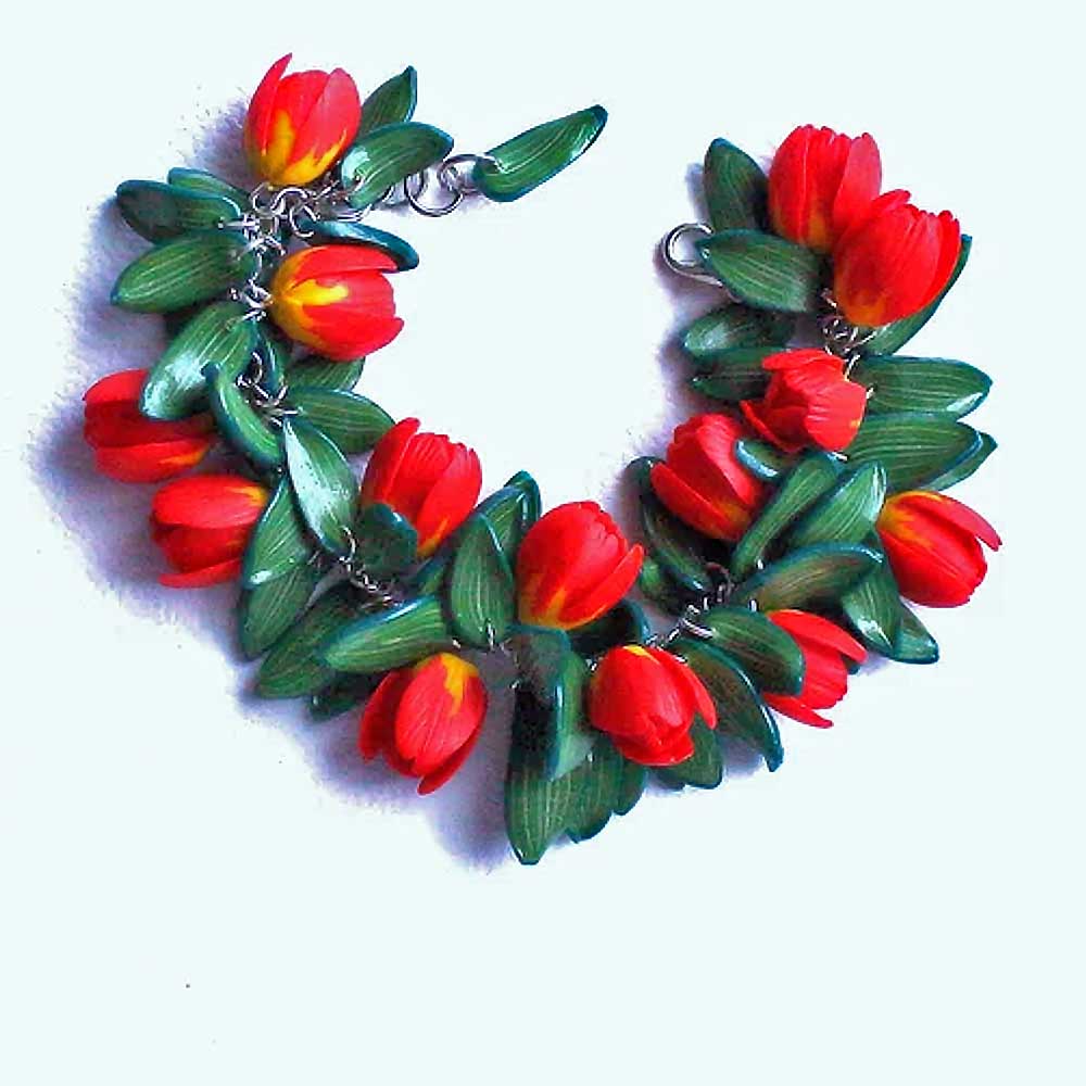 Hot Passion: Tulip Bracelet Polymer Clay.