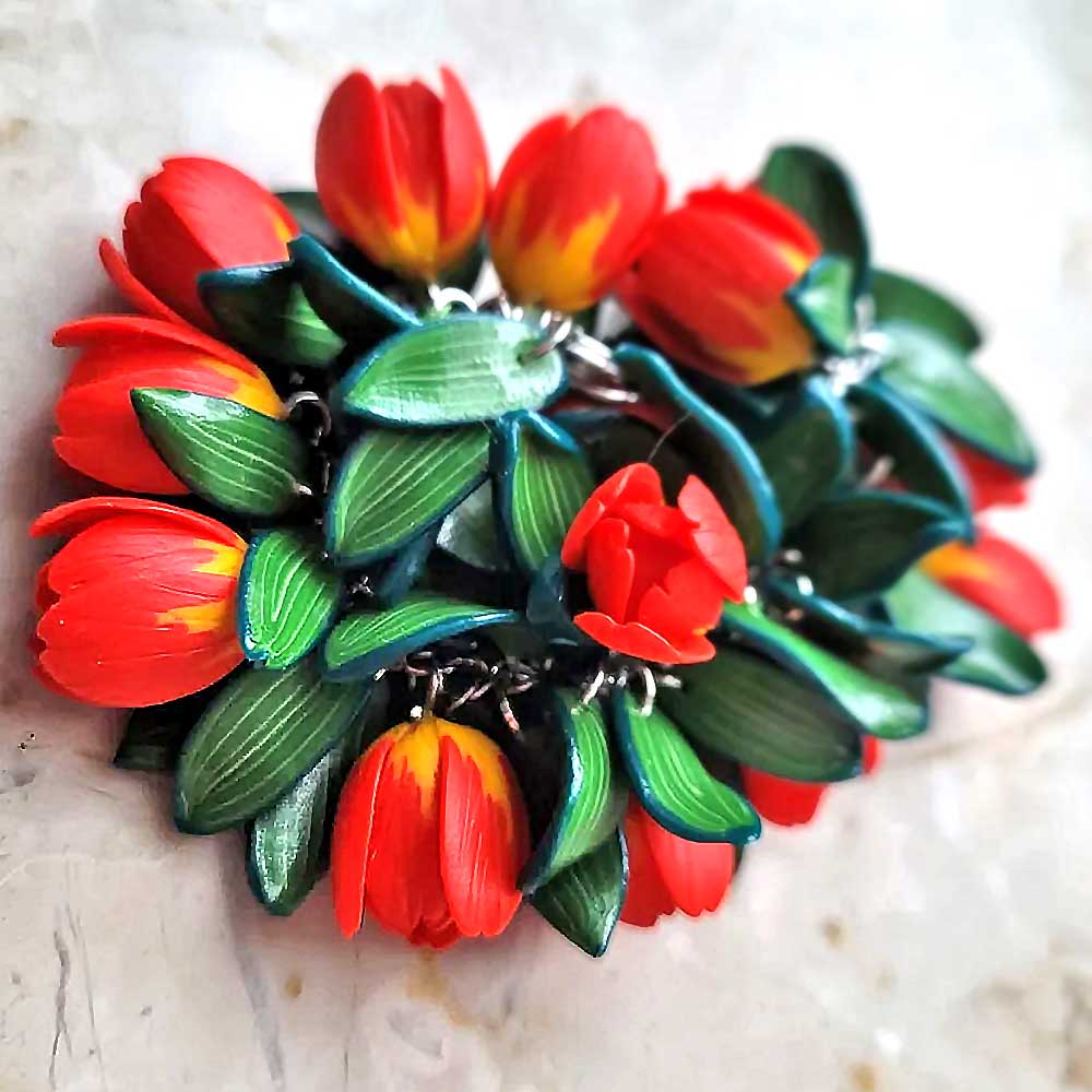 Hot Passion: Tulip Bracelet Polymer Clay.