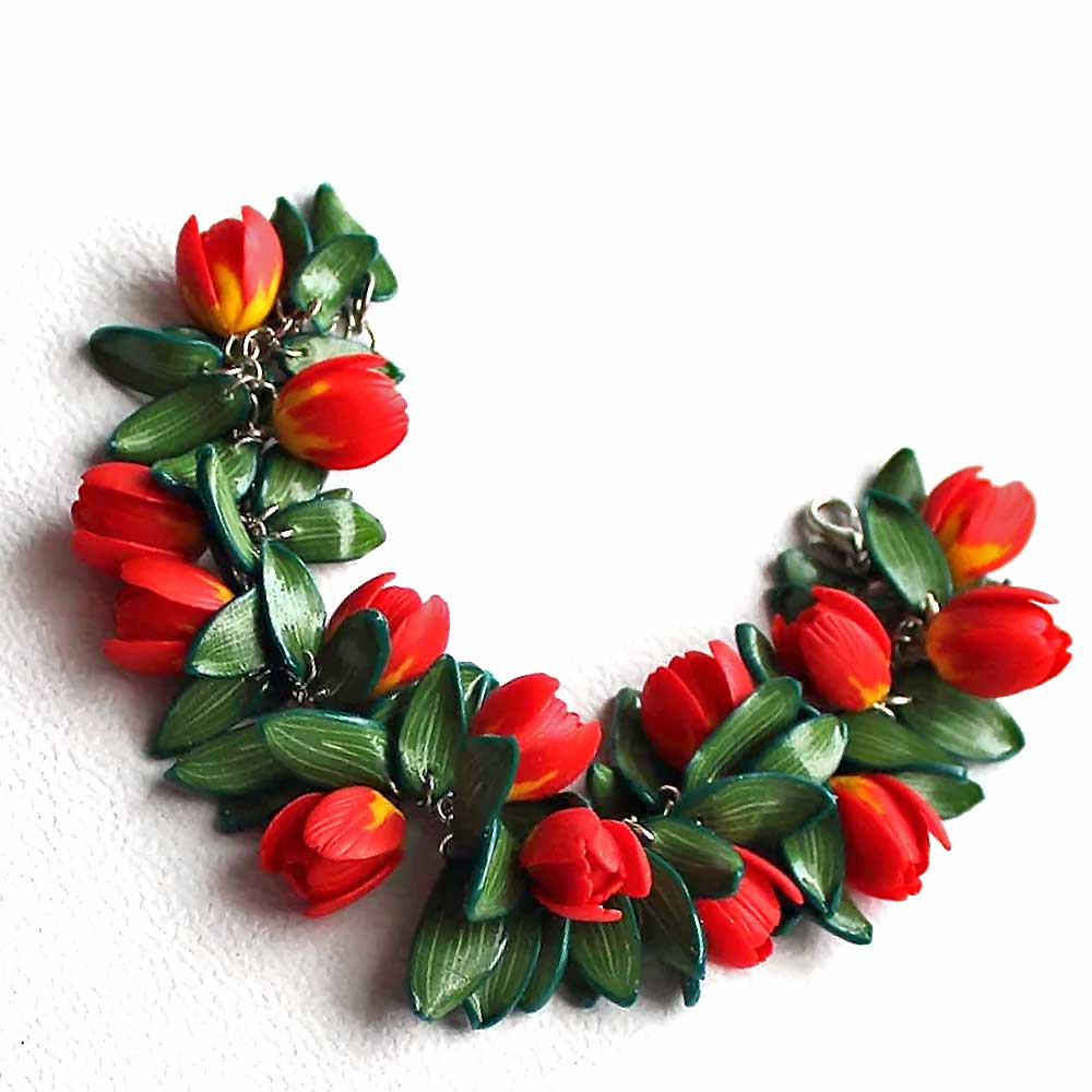 Hot Passion: Tulip Bracelet Polymer Clay.