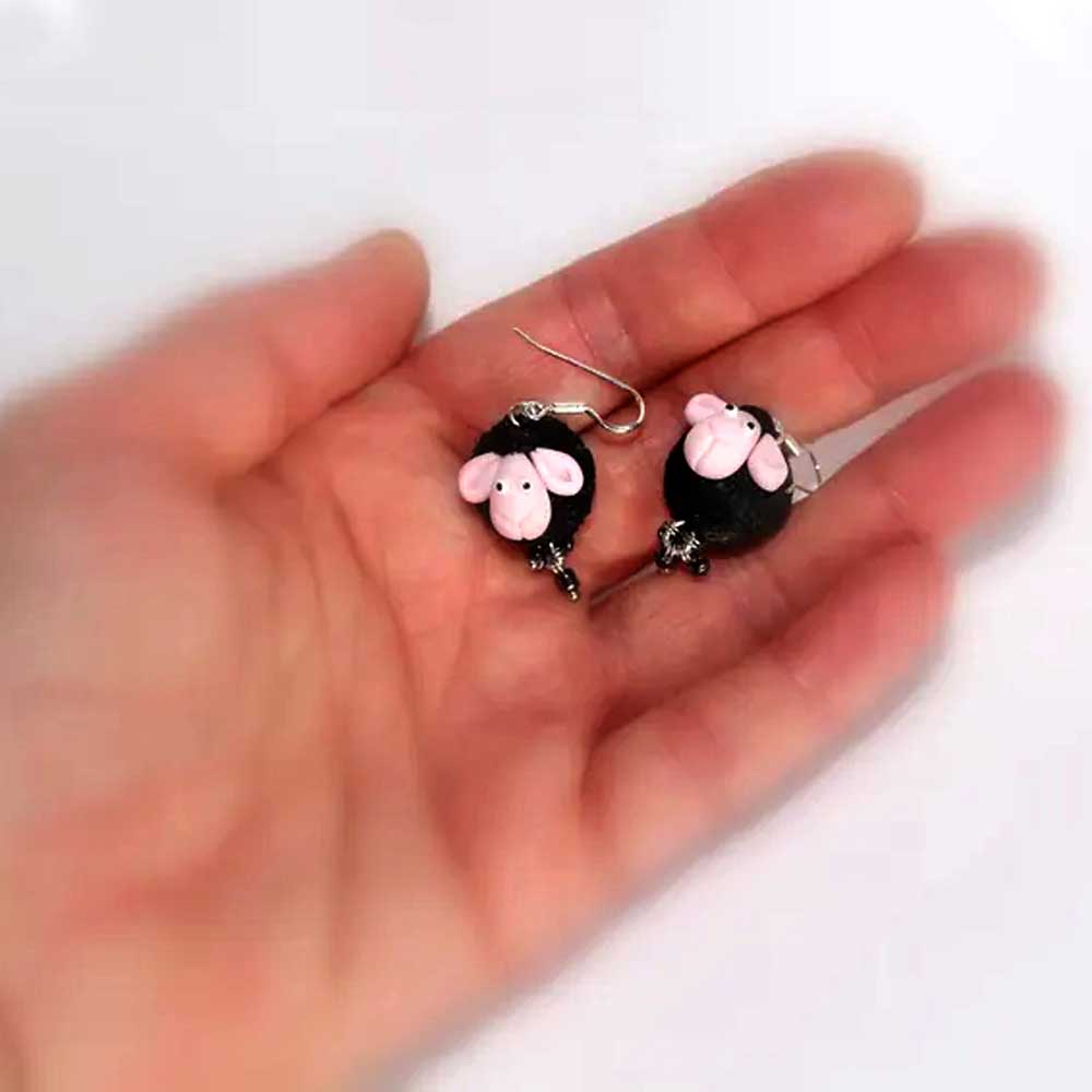 Fluffy Happiness: Sheep Earrings Polymer Clay.