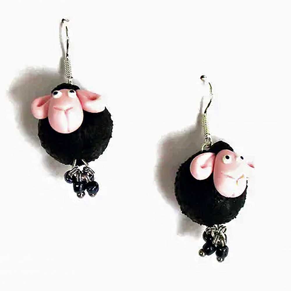 Fluffy Happiness: Sheep Earrings Polymer Clay.