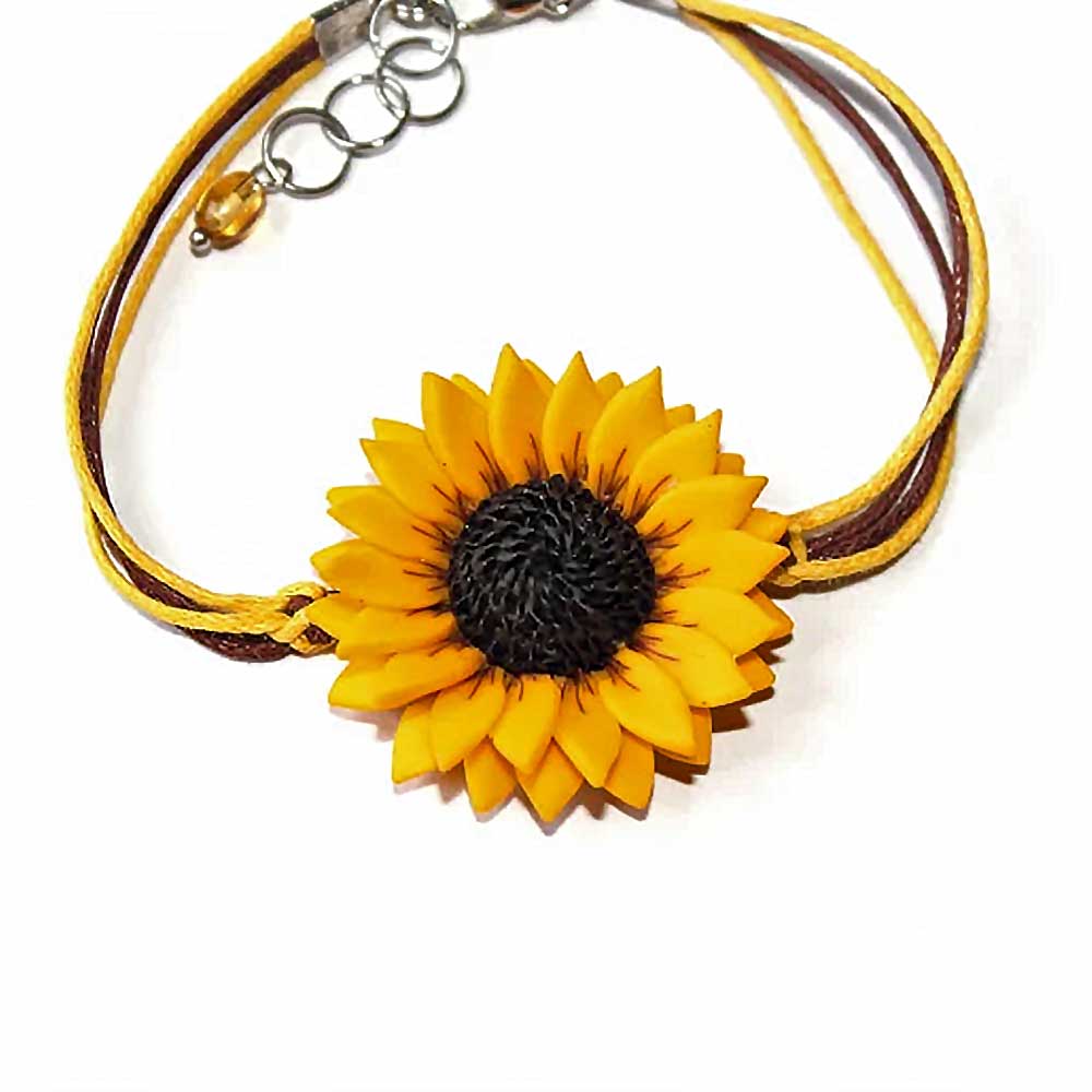 Gentle Touch: Sunflower Bracelet Polymer Clay.