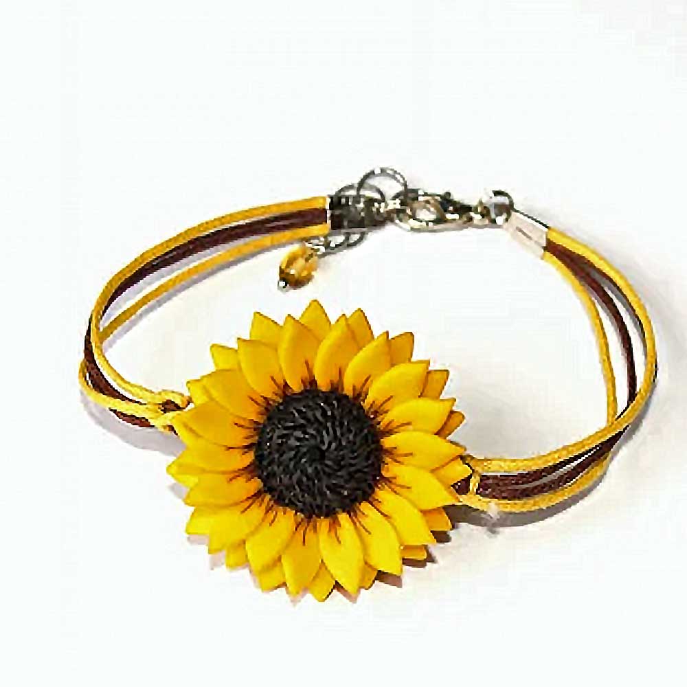 Gentle Touch: Sunflower Bracelet Polymer Clay.