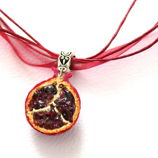 The Queen of Jewels: Pomegranate Pendant Polymer Clay