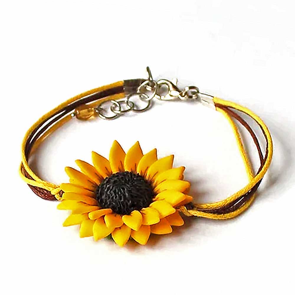 Gentle Touch: Sunflower Bracelet Polymer Clay.