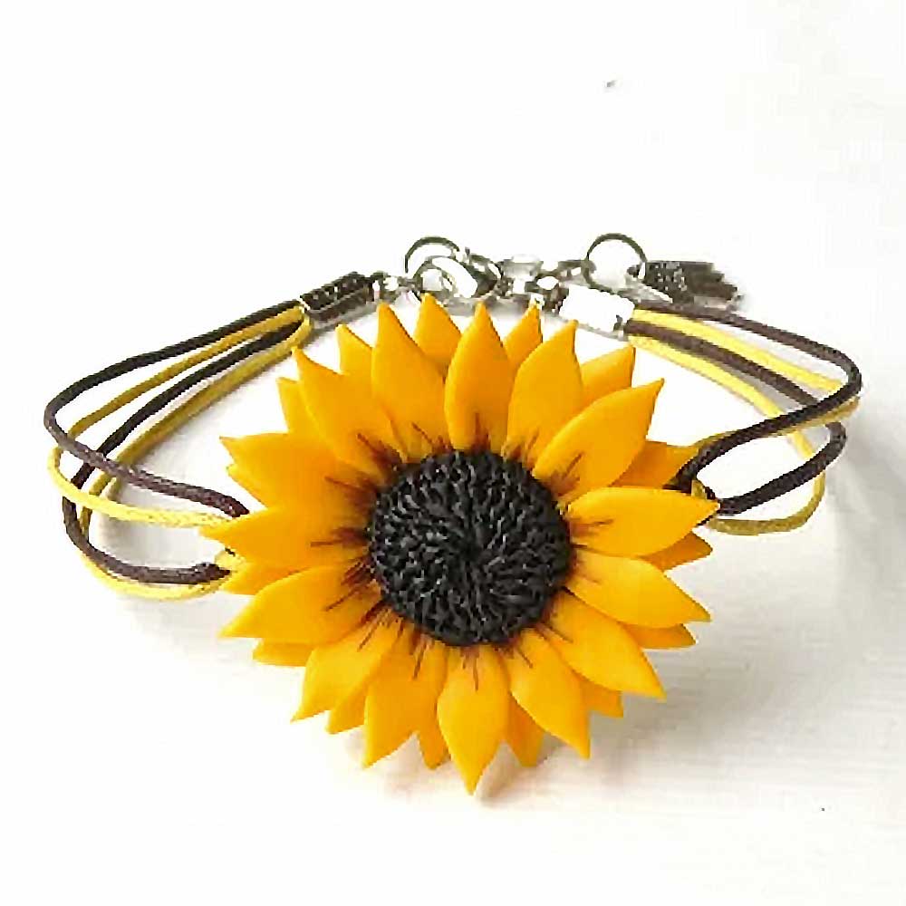 Gentle Touch: Sunflower Bracelet Polymer Clay.