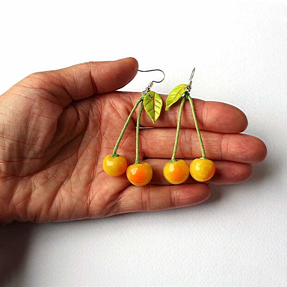 Sunshine spark: Sweet Cherry Earrings Polymer Clay.