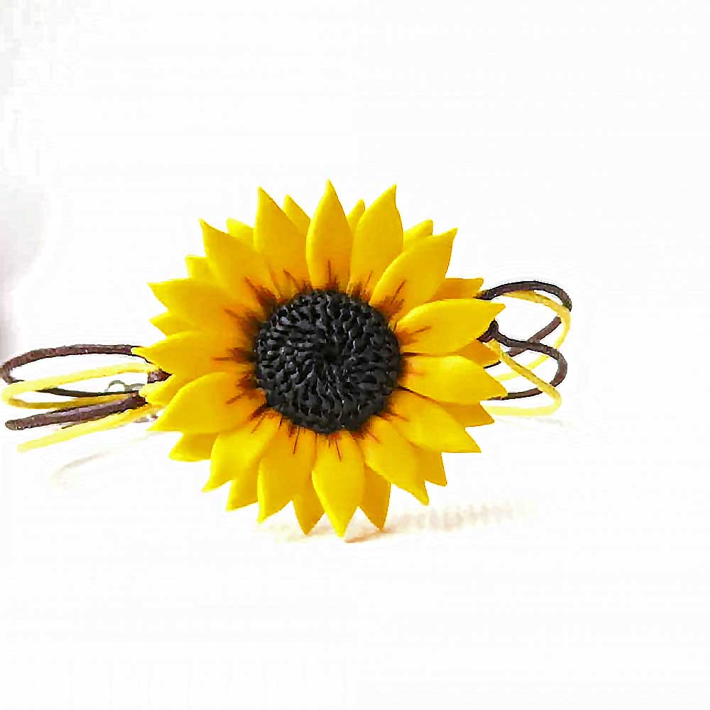 Gentle Touch: Sunflower Bracelet Polymer Clay.