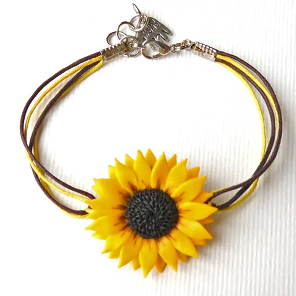 Gentle Touch: Sunflower Bracelet Polymer Clay.