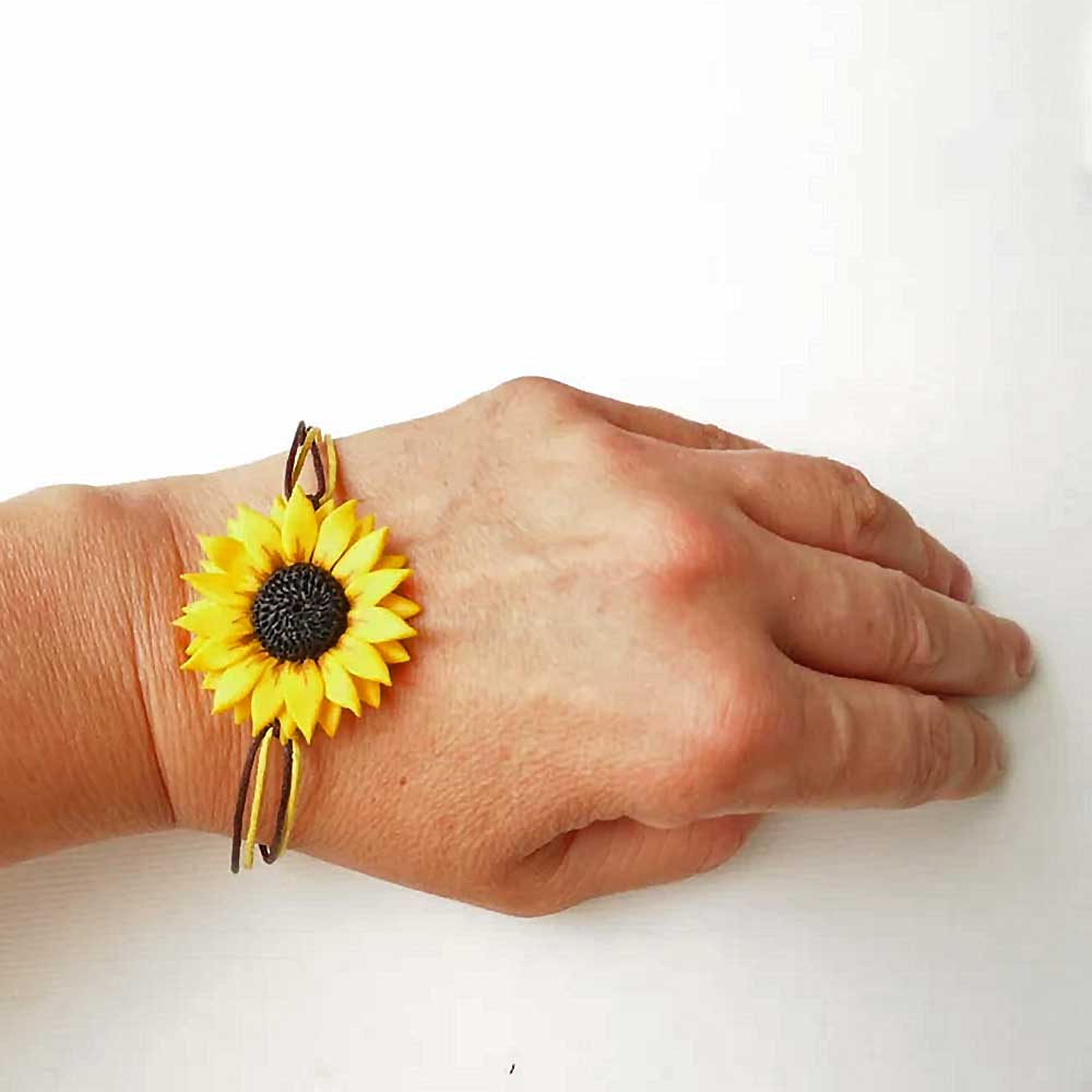 Gentle Touch: Sunflower Bracelet Polymer Clay.