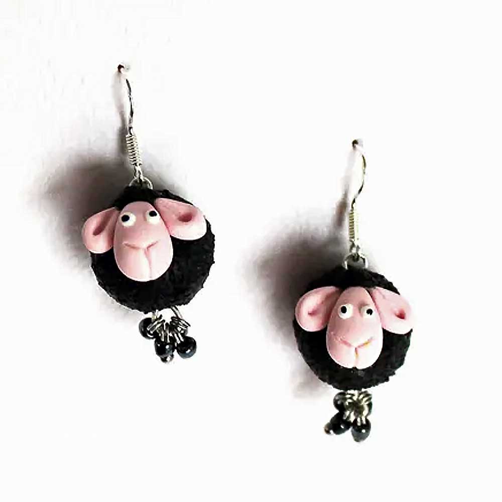 Fluffy Happiness: Sheep Earrings Polymer Clay.