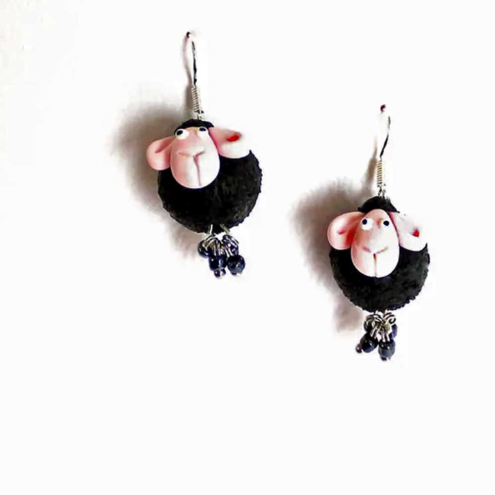 Fluffy Happiness: Sheep Earrings Polymer Clay.