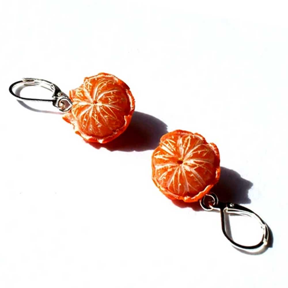 Citrus Cuties: Mandarin Earrings Polymer Clay.