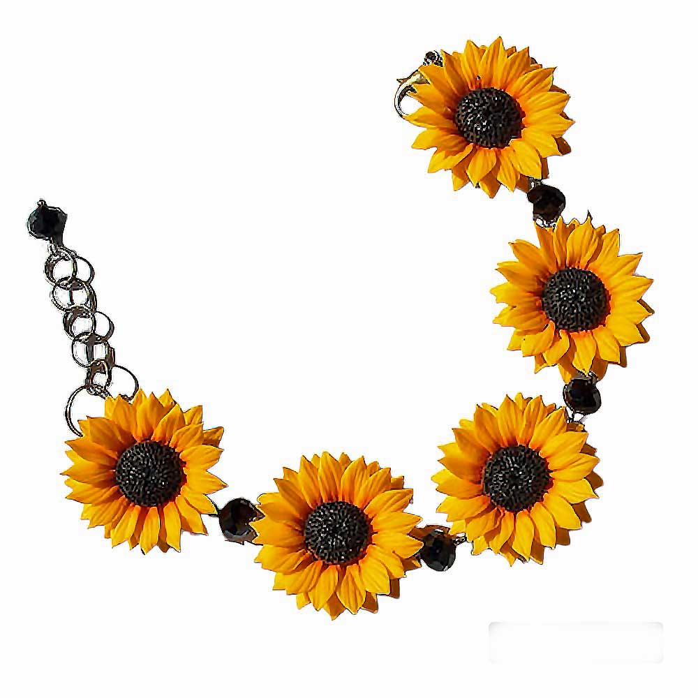 Summer on Wrist: Sunflower Bracelet Polymer Clay.