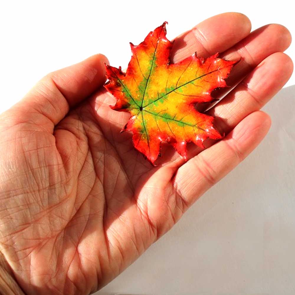 Autumn Dream : Maple Leaf Brooch Polymer Clay.