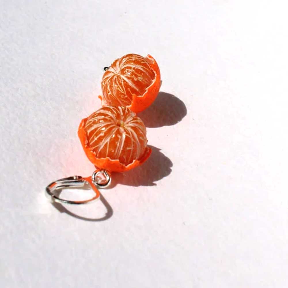 Citrus Cuties: Mandarin Earrings Polymer Clay.