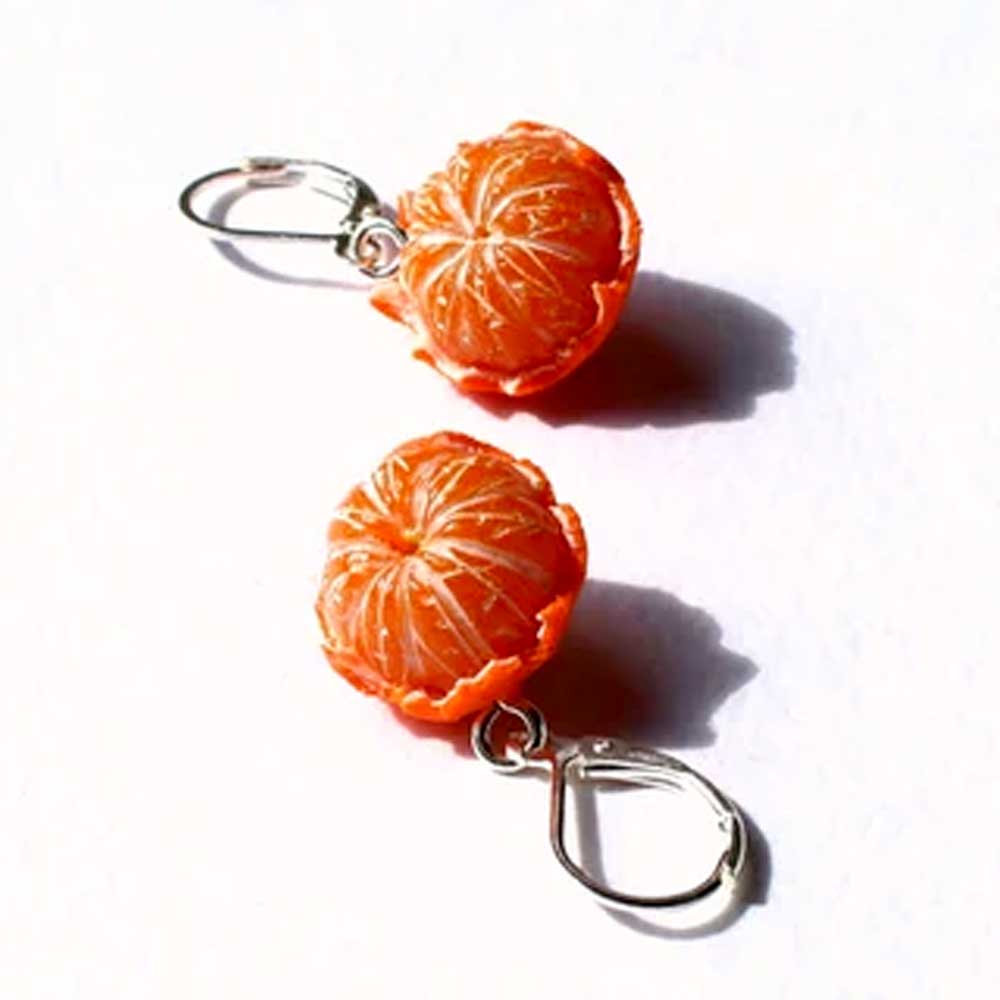 Citrus Cuties: Mandarin Earrings Polymer Clay.